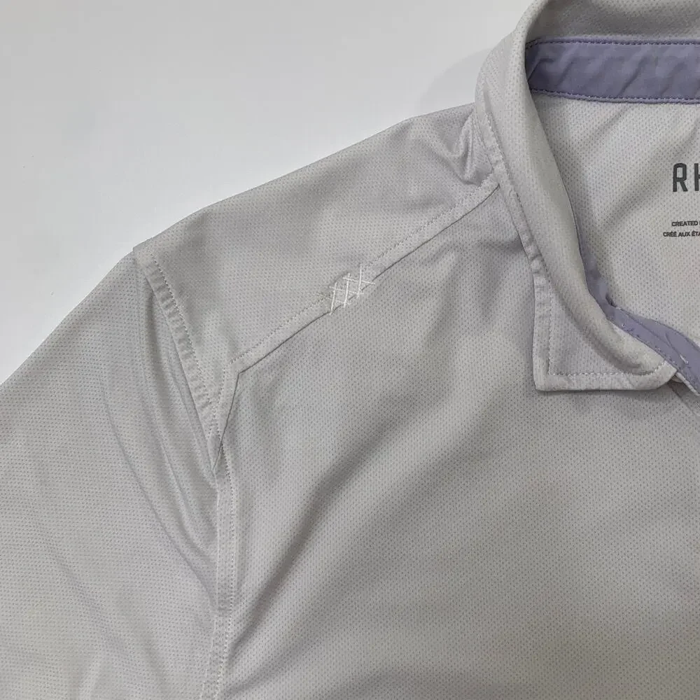 Rhone Shirt Men L Large Light Gray Delta Pique Polo Lightweight Mesh Active Polo